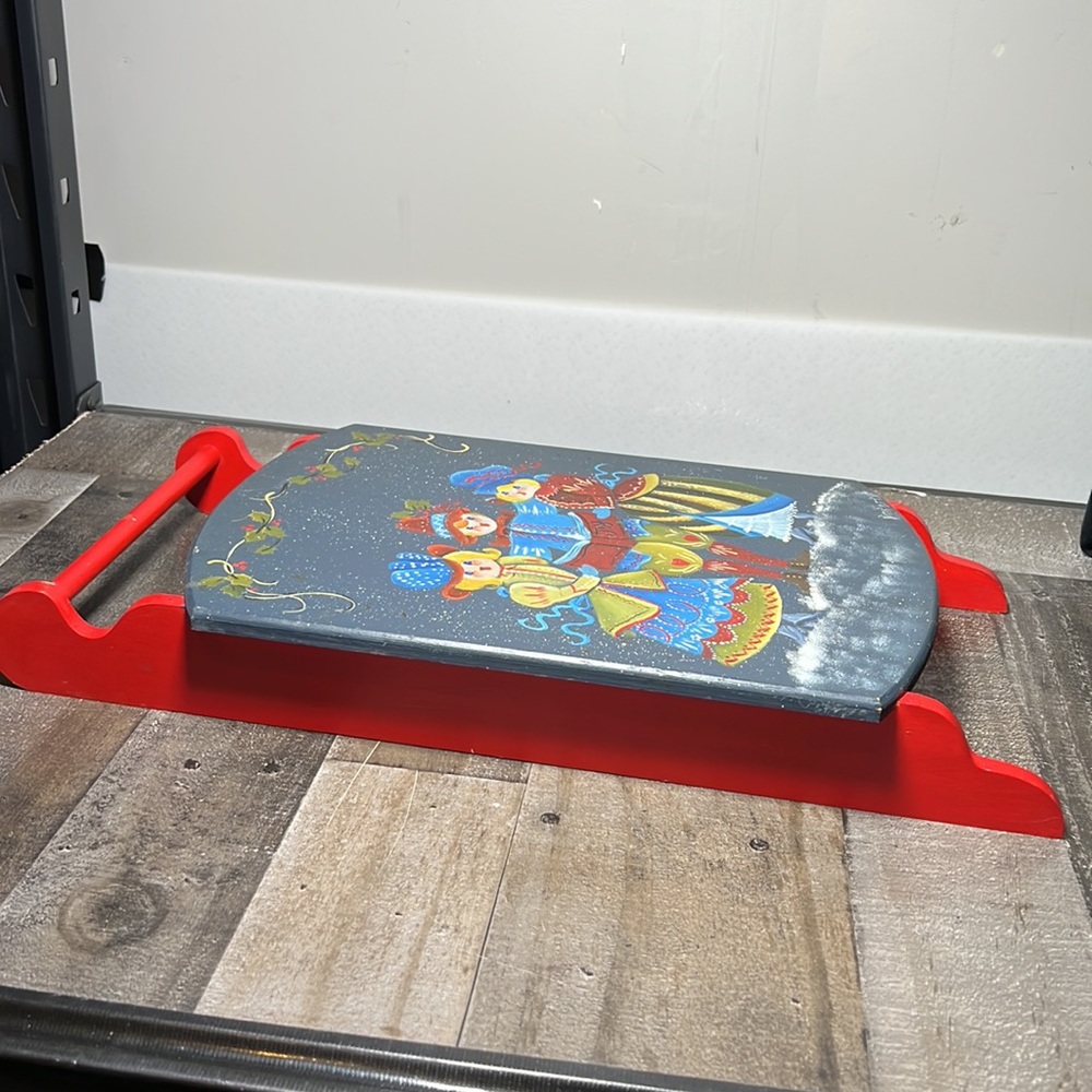 Vintage Hand Painted Christmas Carolers Decorative Sled - Picture 4 of 5